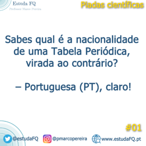 Qual a nacionalidade da tabela periódica virada ao contrário. Portuguesa (PT)
