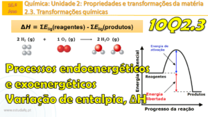 Reações endoenergéticas e exoenergéticas | Variação de entalpia, ΔH | 10Q2.3
