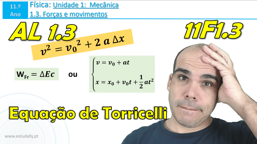 Dedução da Equação de Torricelli | Considerações energéticas e pelas equações do movimento | 11F1.3