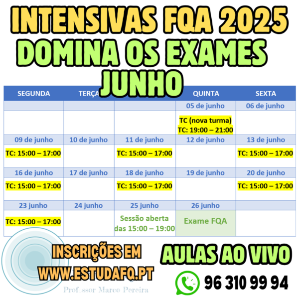 Preparação completa intensiva para o exame nacional de FQA física e química 2025