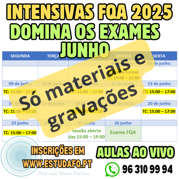 Preparação completa intensiva para o exame nacional de FQA física e química 2025