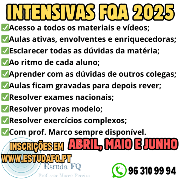 Preparação completa intensiva para o exame nacional de FQA física e química 2025