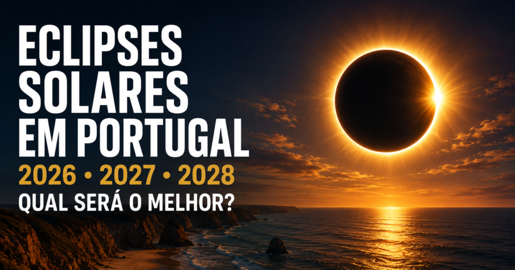 Eclipses Solares em portugal 2026 2027 2028 qual será o melhor